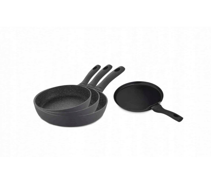 Zestaw 3x patelni GRANITEX 20/24/28 cm + patelnia naleśnikowa