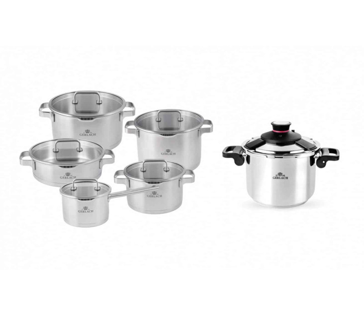 Zestaw garnków PRESTIGE PLUS + szybkowar AMBIENTE 6L