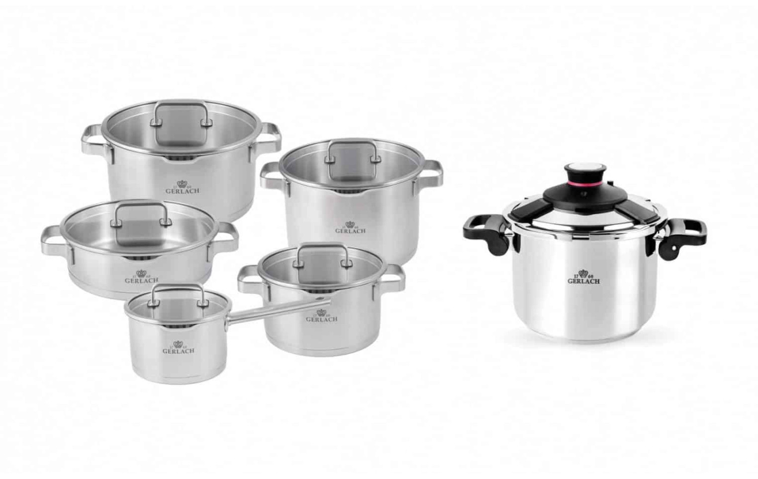 Zestaw garnków PRESTIGE PLUS + szybkowar AMBIENTE 6L