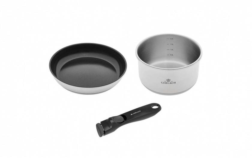 SMART STEEL patelnia 20cm + garnek 18cm (2l) + rączka