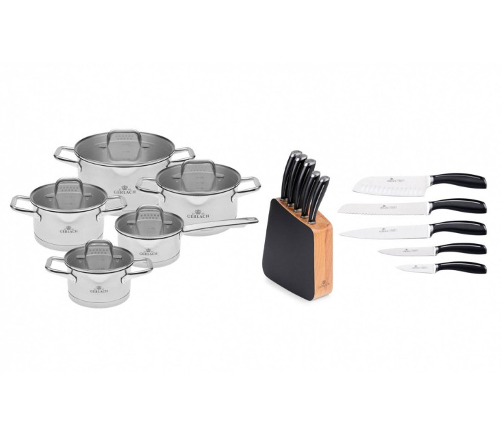 Zestaw garnków Model 10el. + zestaw noży Loft