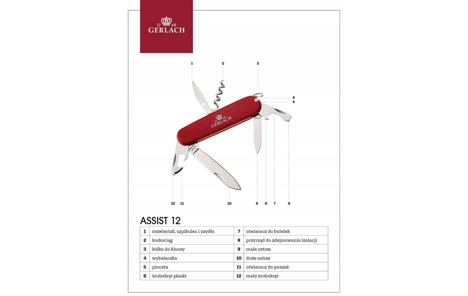 Scyzoryk Gerlach Assist 12 funkcyjny