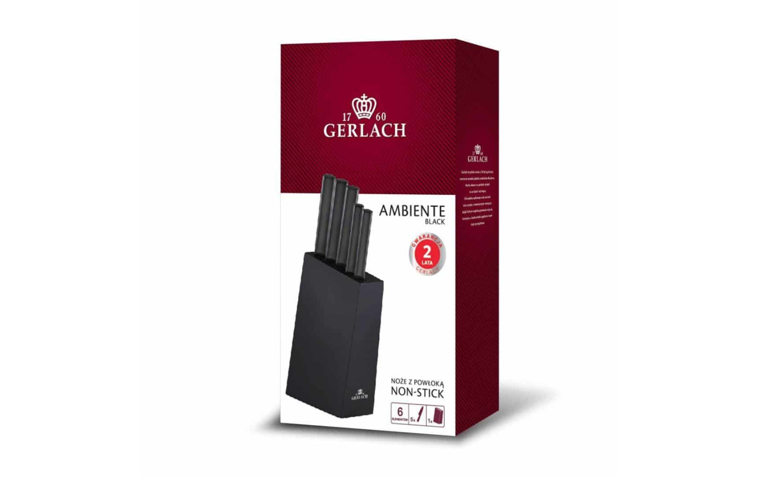 Zestaw garnków 6el. FIRST + zestaw noży w bloku AMBIENTE BLACK