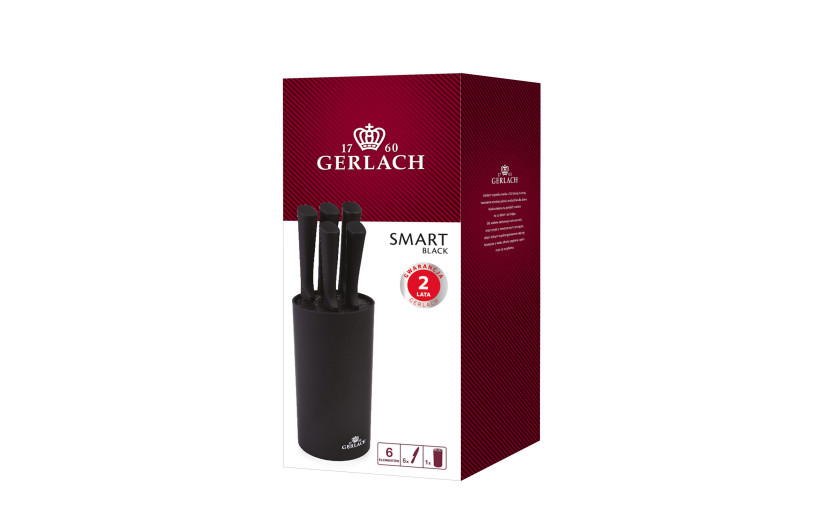 Zestaw noży w bloku SMART BLACK + Ostrzałka GRANITEX 3 w 1 + Nożyczki półkrawieckie 225 mm ASSIST
