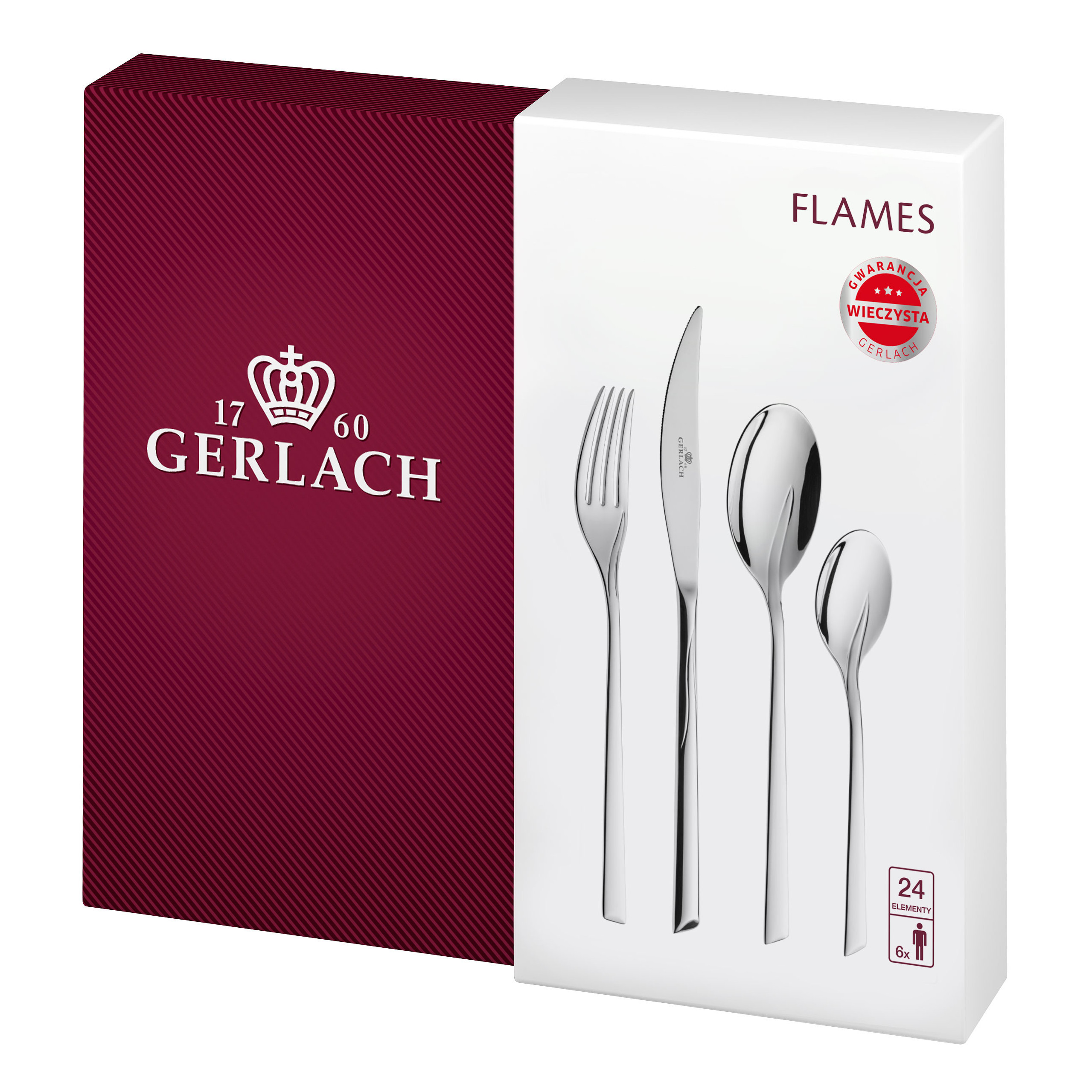 Zestaw sztućców 24 szt. FLAMES połysk