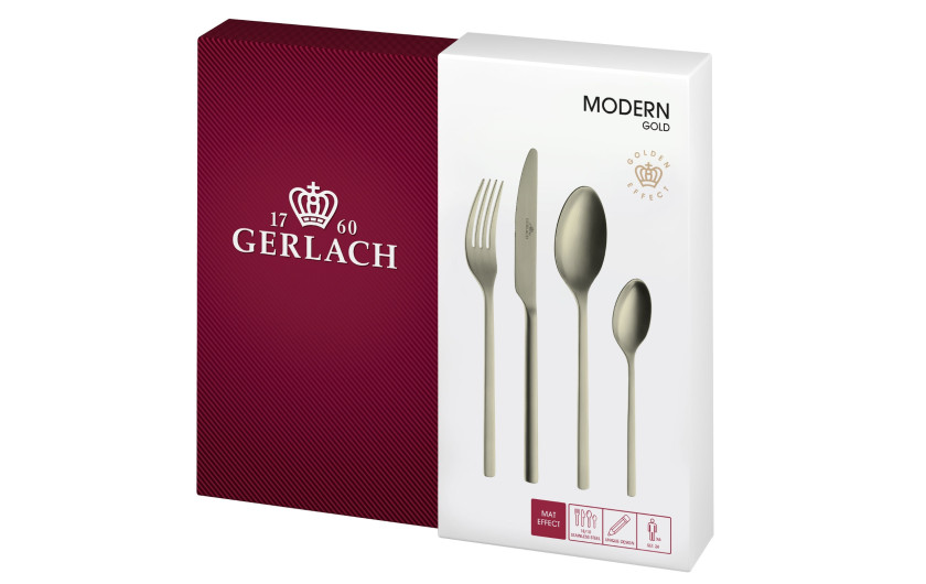 Zestaw sztućców złotych 24 szt. MODERN GOLD Mat