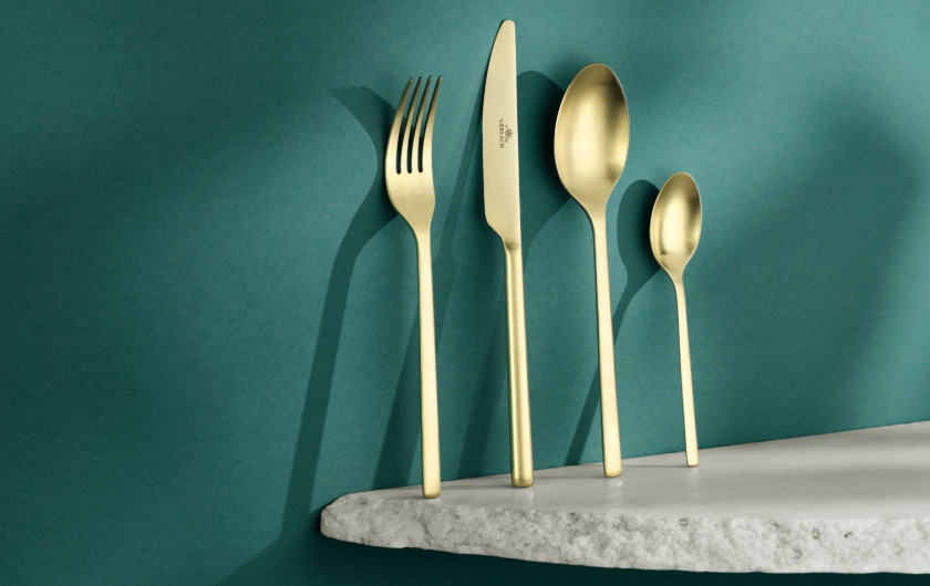 Zestaw sztućców złotych 24 szt. MODERN GOLD Mat