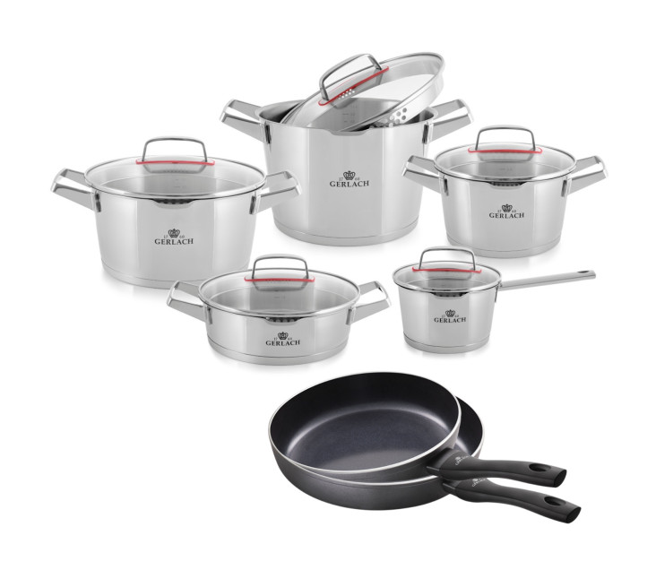 Zestaw garnków 10 el. SUPERIOR + 2x patelnia głęboka CONTRAST PROCOAT 24/28 cm