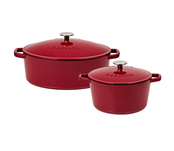 Brytfanna żeliwna bordowa 5,5 l NATUR IRON + Garnek żeliwny bordowy 3 l NATUR IRON