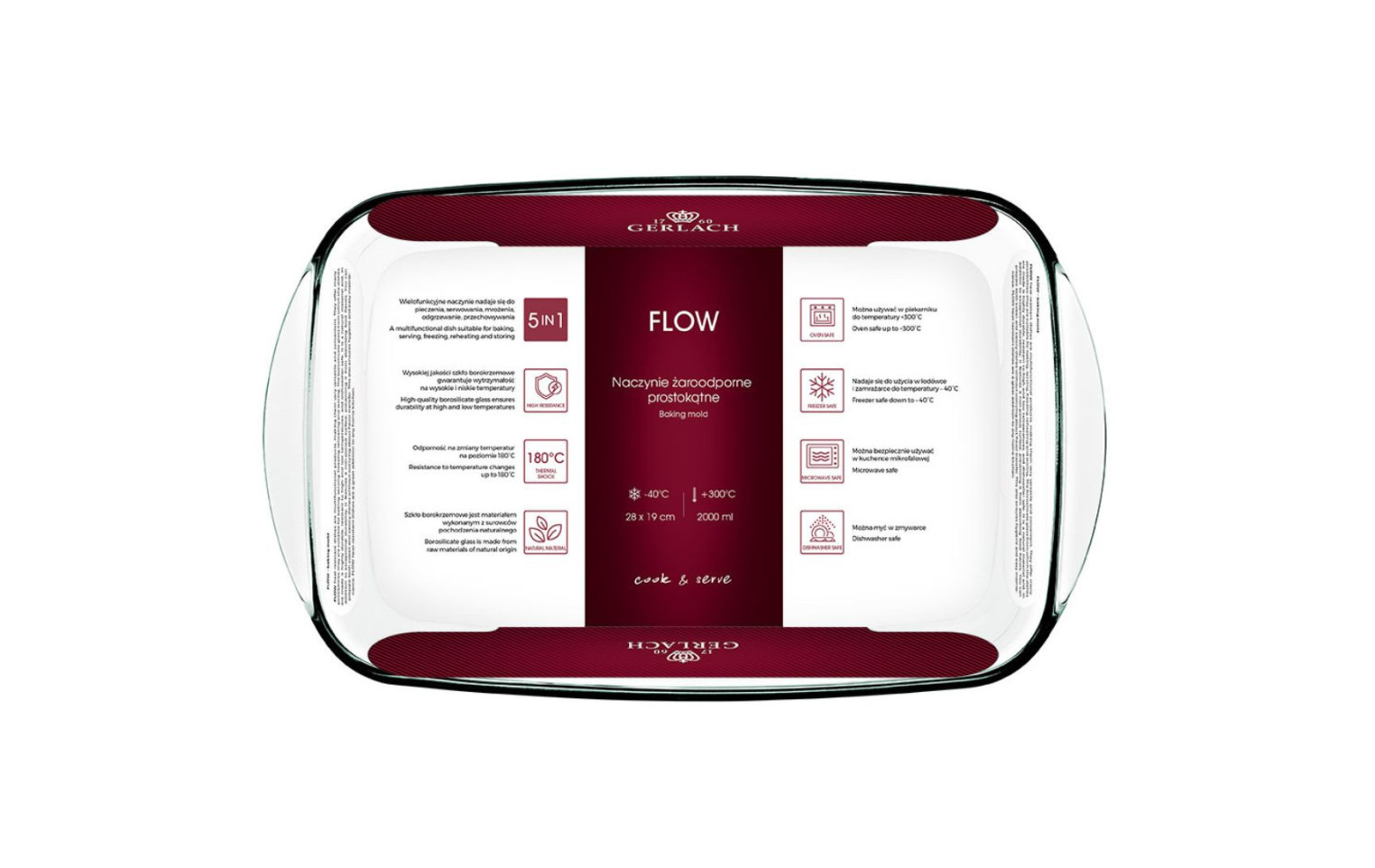 Zestaw Prostokątne naczynie żaroodporne FLOW + Żaroodporna forma do tarty FLOW