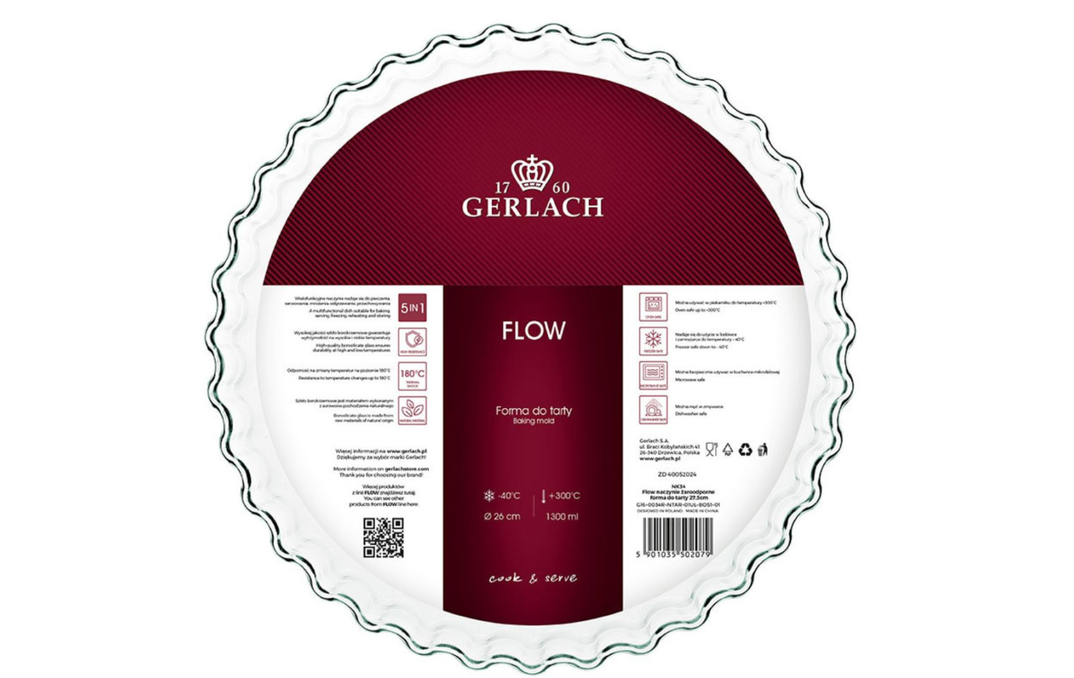 Zestaw Prostokątne naczynie żaroodporne FLOW + Żaroodporna forma do tarty FLOW