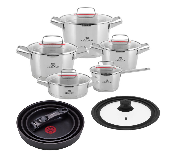Zestaw garnków 10 el. SUPERIOR + Zestaw patelni SMART THERMOCOAT 20/24/28cm + Pokrywka SMART