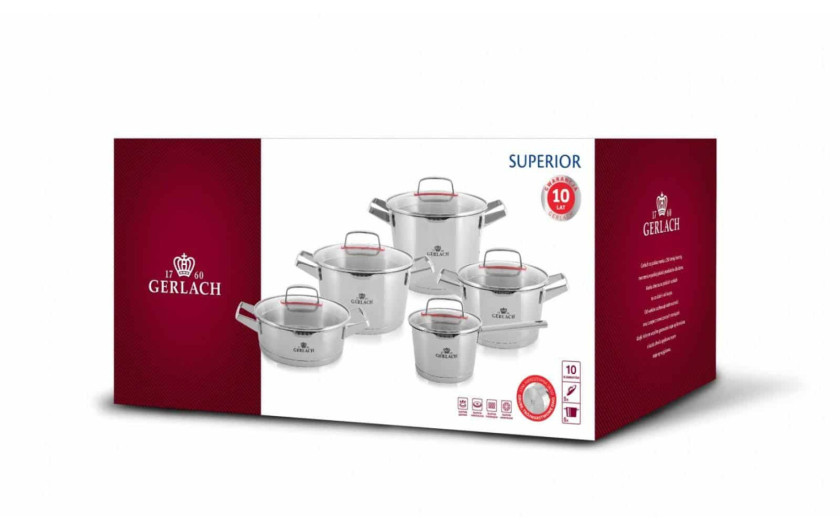 Zestaw garnków 10 el. SUPERIOR + Zestaw patelni SMART THERMOCOAT 20/24/28cm + Pokrywka SMART