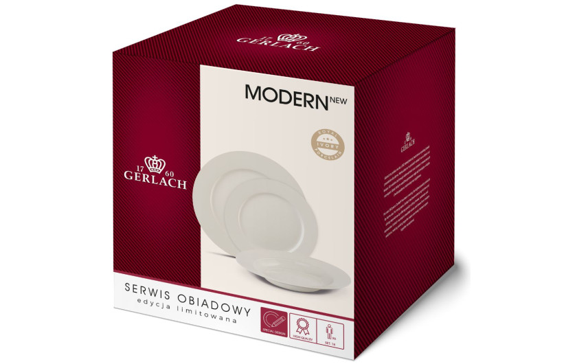 MODERN NEW IVORY Kpl. talerzy obiadowych 18el./6os.
