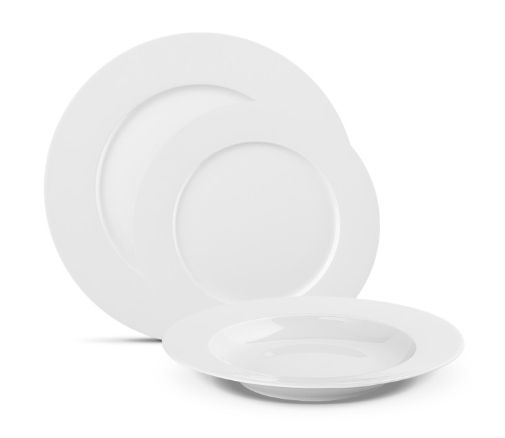 MODERN NEW WHITE Kpl. talerzy obiadowych 18el./6os.