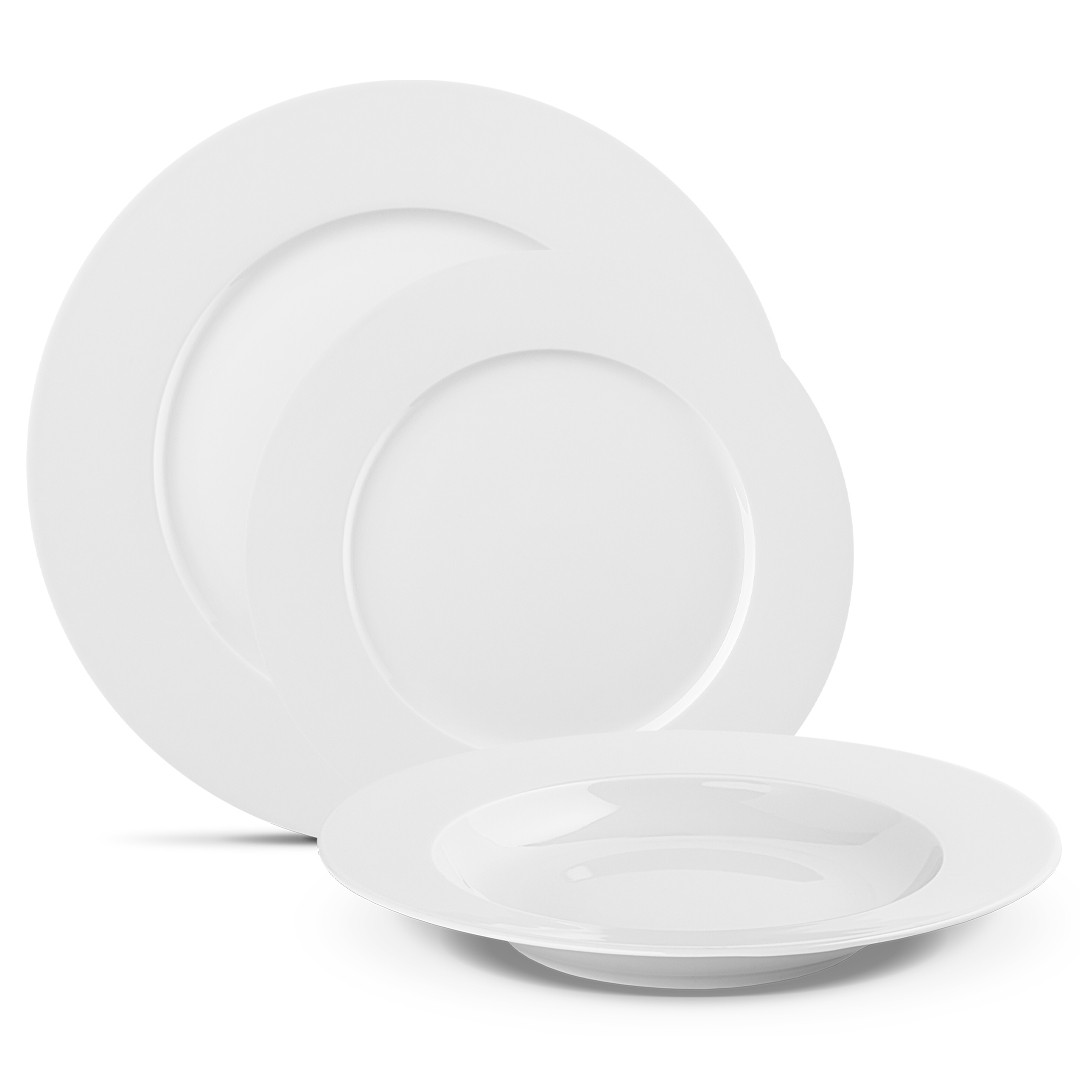 MODERN NEW WHITE Kpl. talerzy obiadowych 18el./6os.