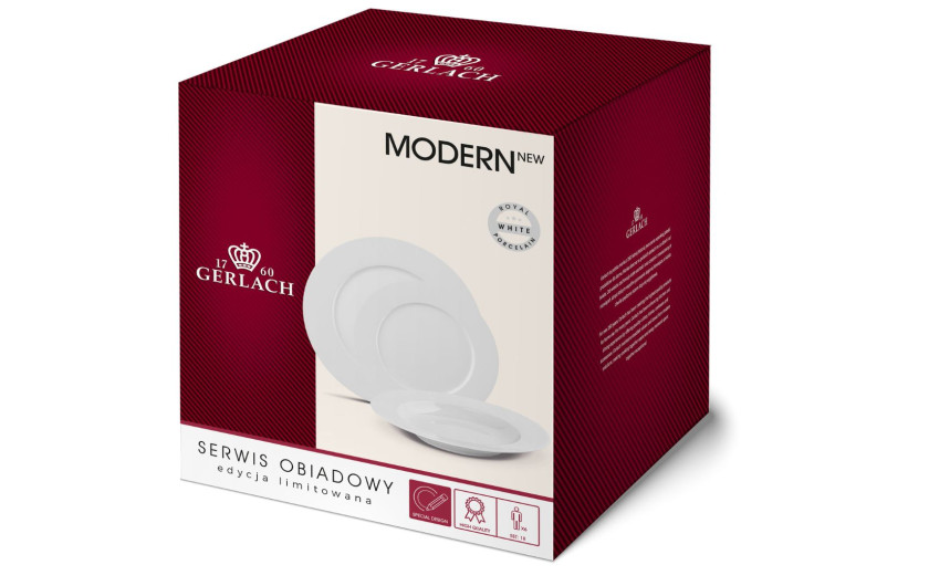 MODERN NEW WHITE Kpl. talerzy obiadowych 18el./6os.