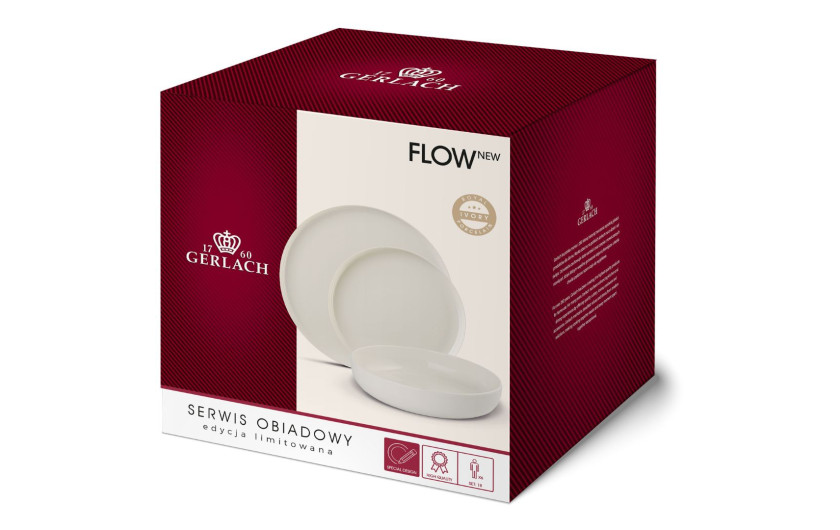 Komplet talerzy obiadowych FLOW NEW 18el./6os.