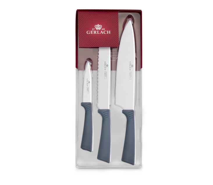 Zestaw 3 noży SMART GRAFIT nóż szefa kuchni + nóż do chleba + nóż do jarzyn