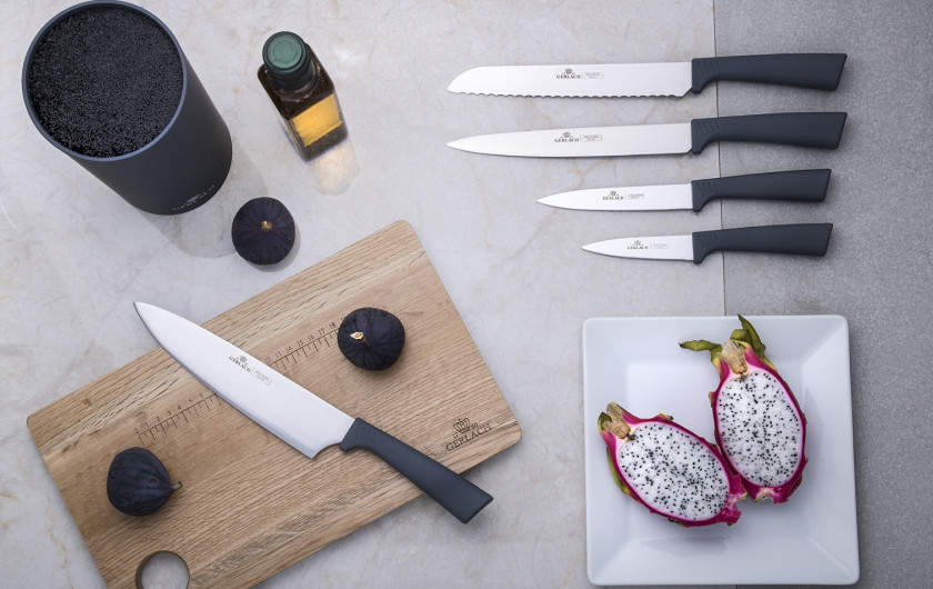 Zestaw 3 noży SMART GREY nóż szefa kuchni + nóż uniwersalny + nóż do jarzyn