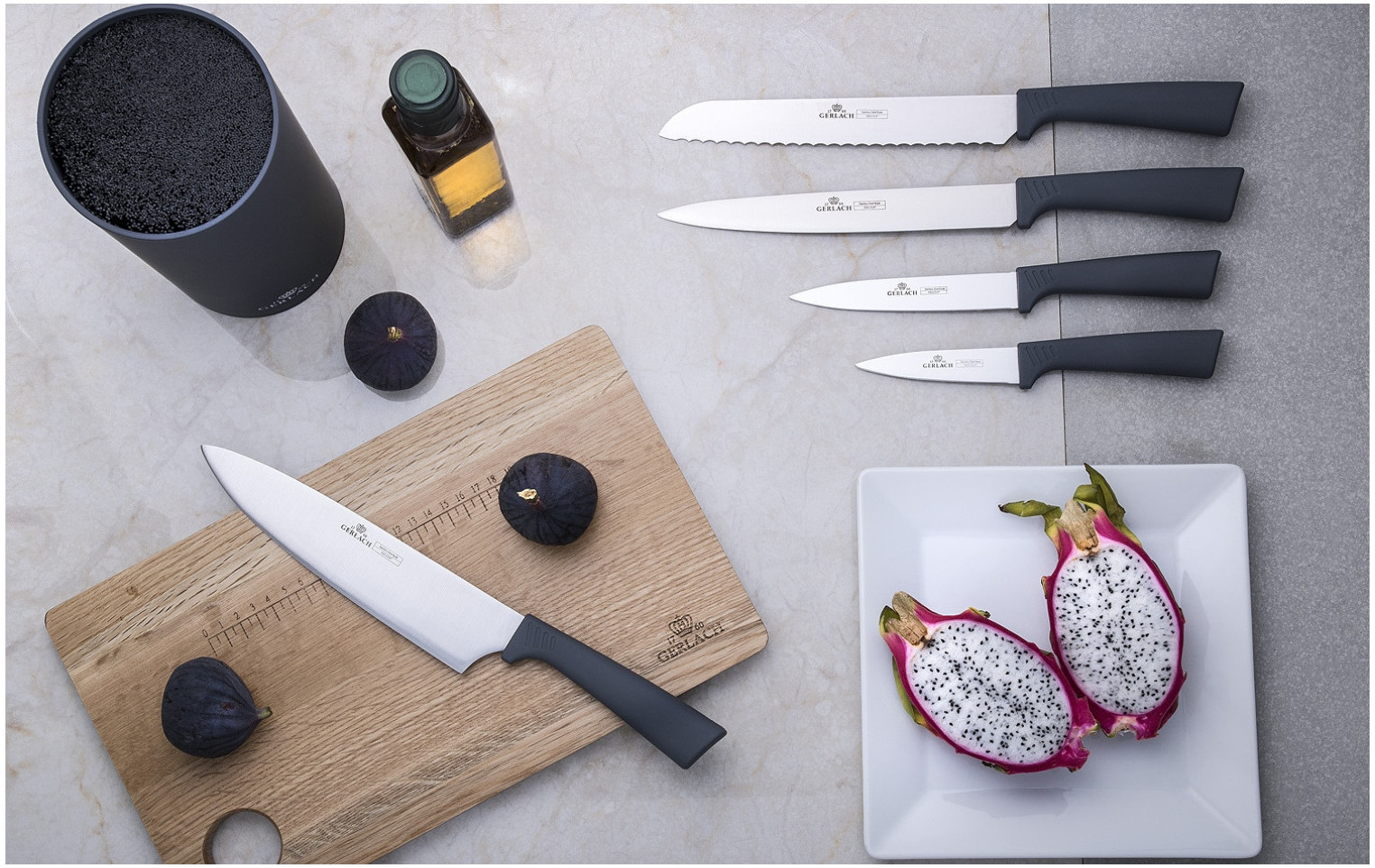 Zestaw 3 noży SMART GREY nóż szefa kuchni + nóż uniwersalny + nóż do jarzyn