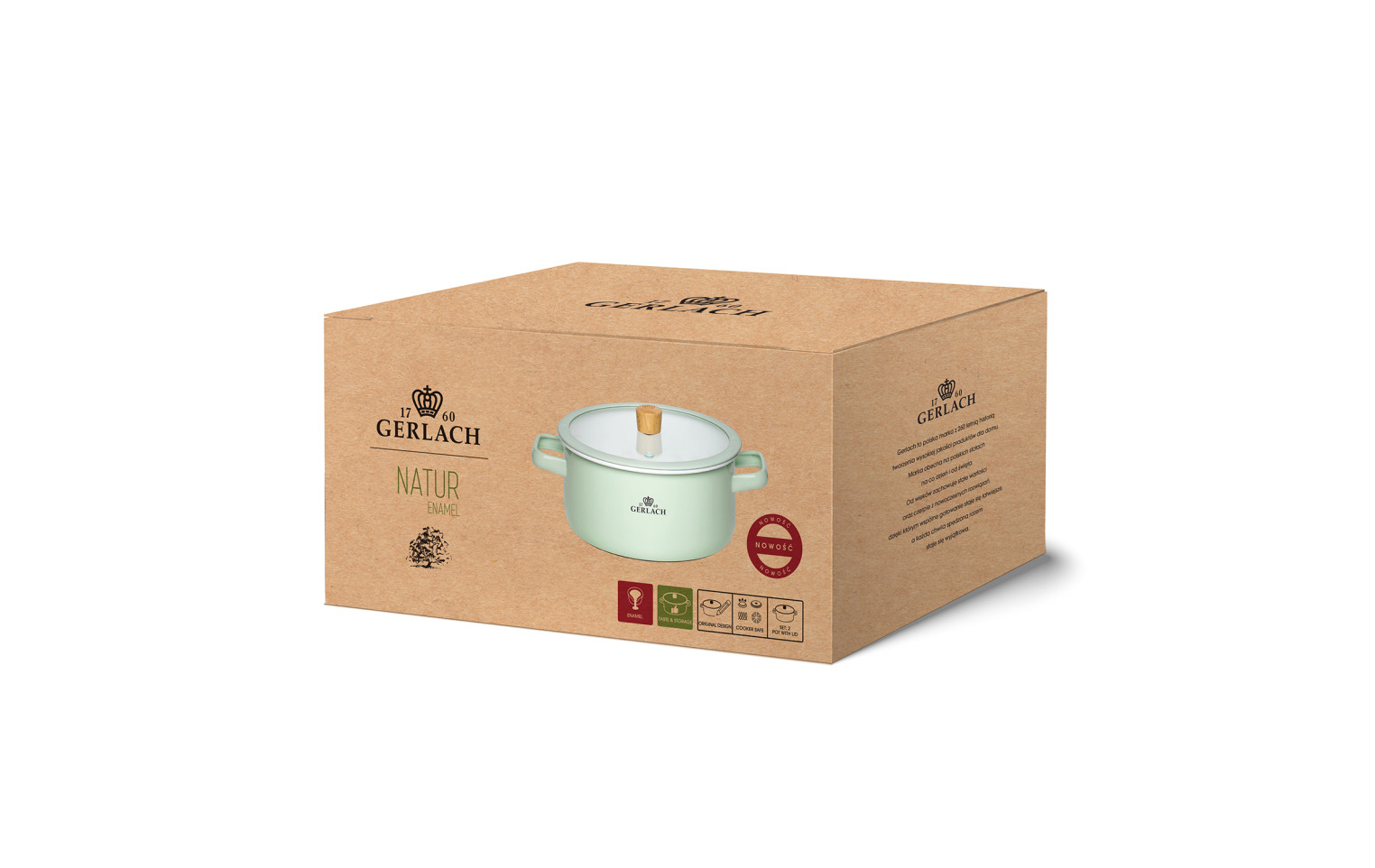 Garnek emaliowany NATUR ENAMEL pastelowozielony 20 cm 3 l