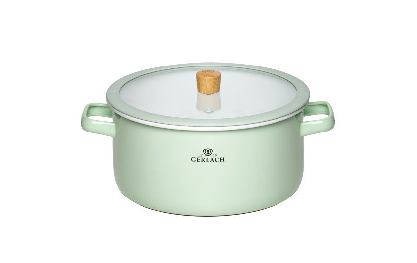 Garnek emaliowany NATUR ENAMEL pastelowo-zielony 24 cm 5 l