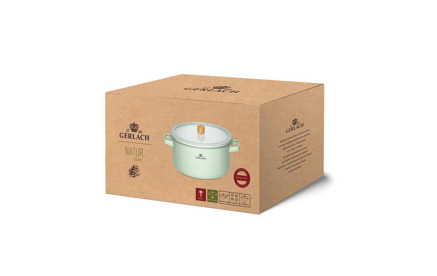 Garnek emaliowany NATUR ENAMEL pastelowo-zielony 24 cm 5 l