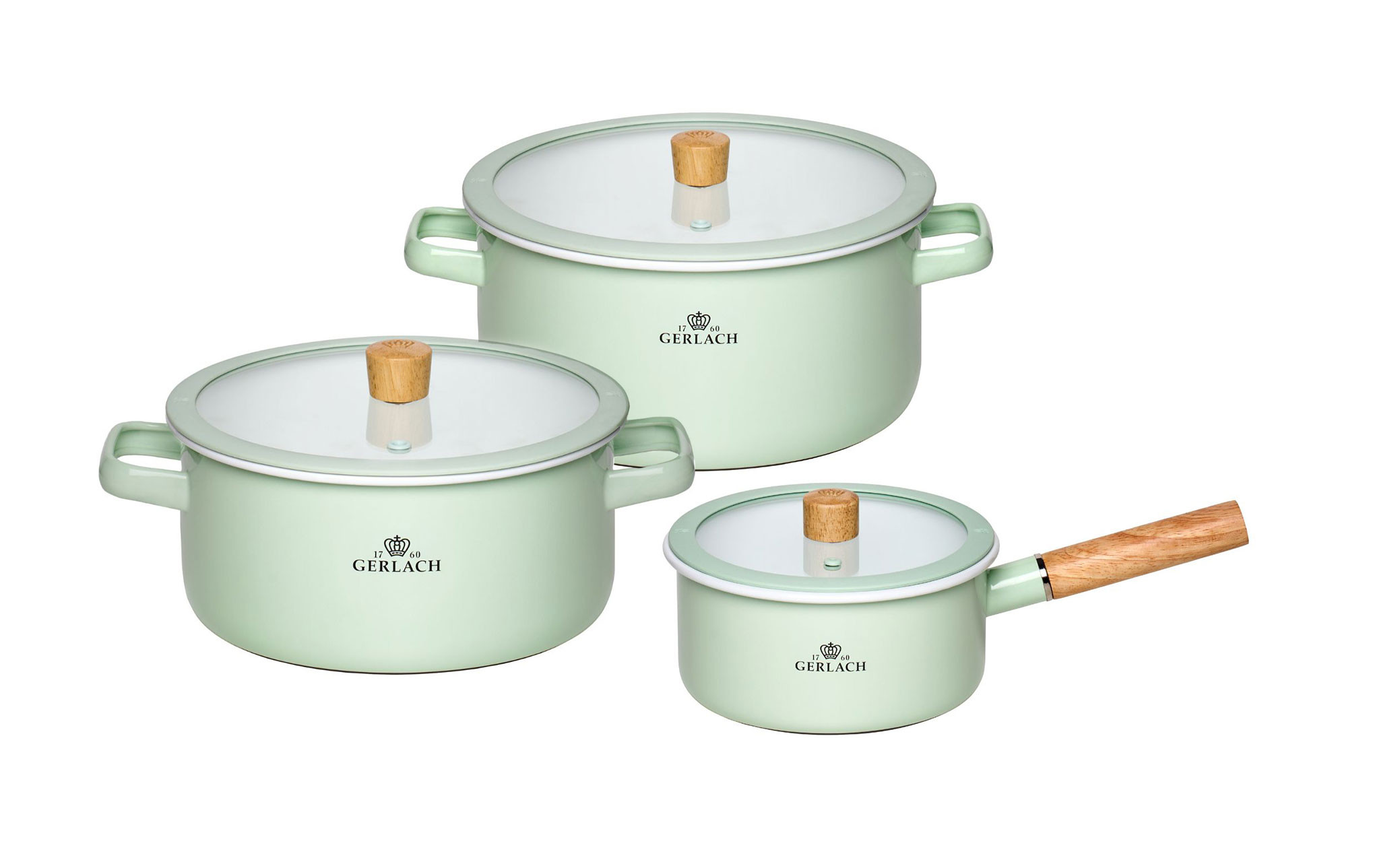 Zestaw garnków emaliowanych NATUR ENAMEL pastelowozielone 6 el.