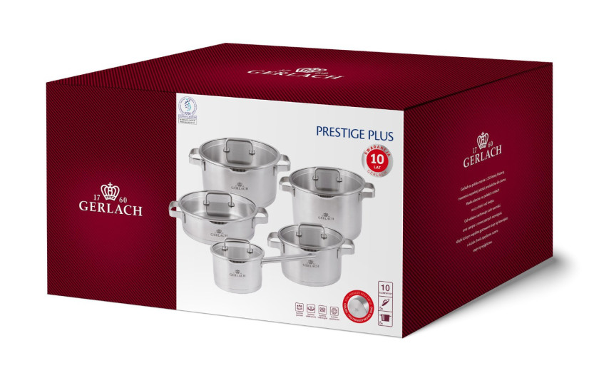 Zestaw garnków PRESTIGE PLUS + 2x patelnia stalowa Prestige 24/28 cm