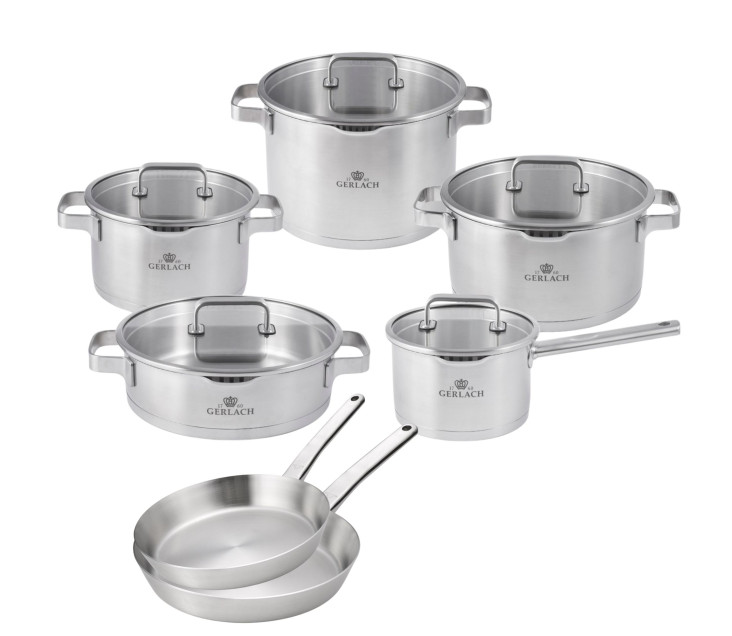 Zestaw garnków PRESTIGE PLUS + 2x patelnia stalowa Prestige 24/28 cm