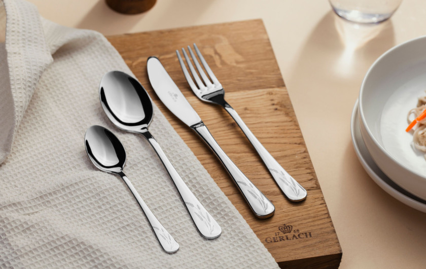 Zestaw sztućców 24 szt. FLOW HERBS jasny