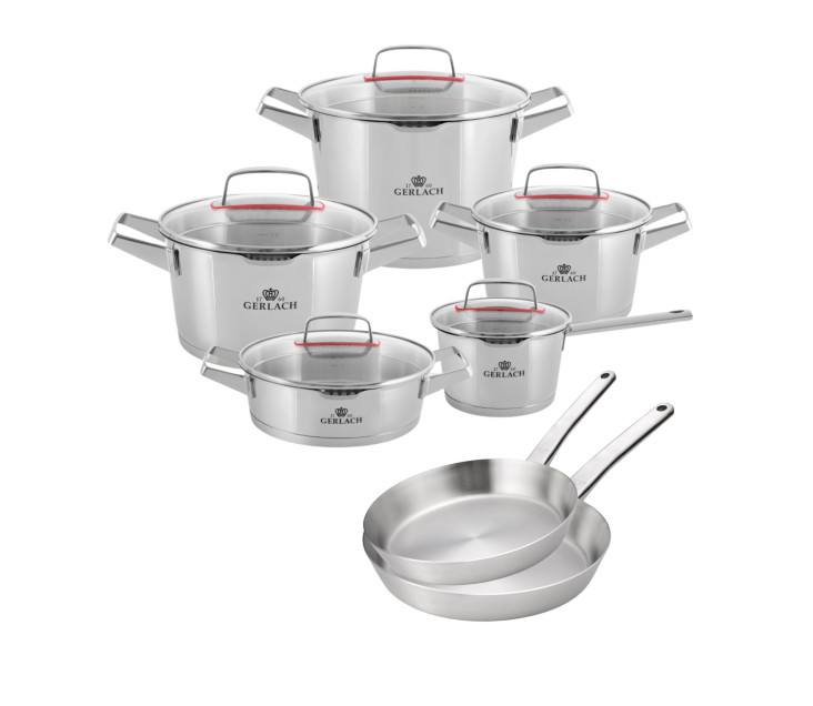 Zestaw garnków 10 el. SUPERIOR + 2x patelnia stalowa Prestige 24/28 cm