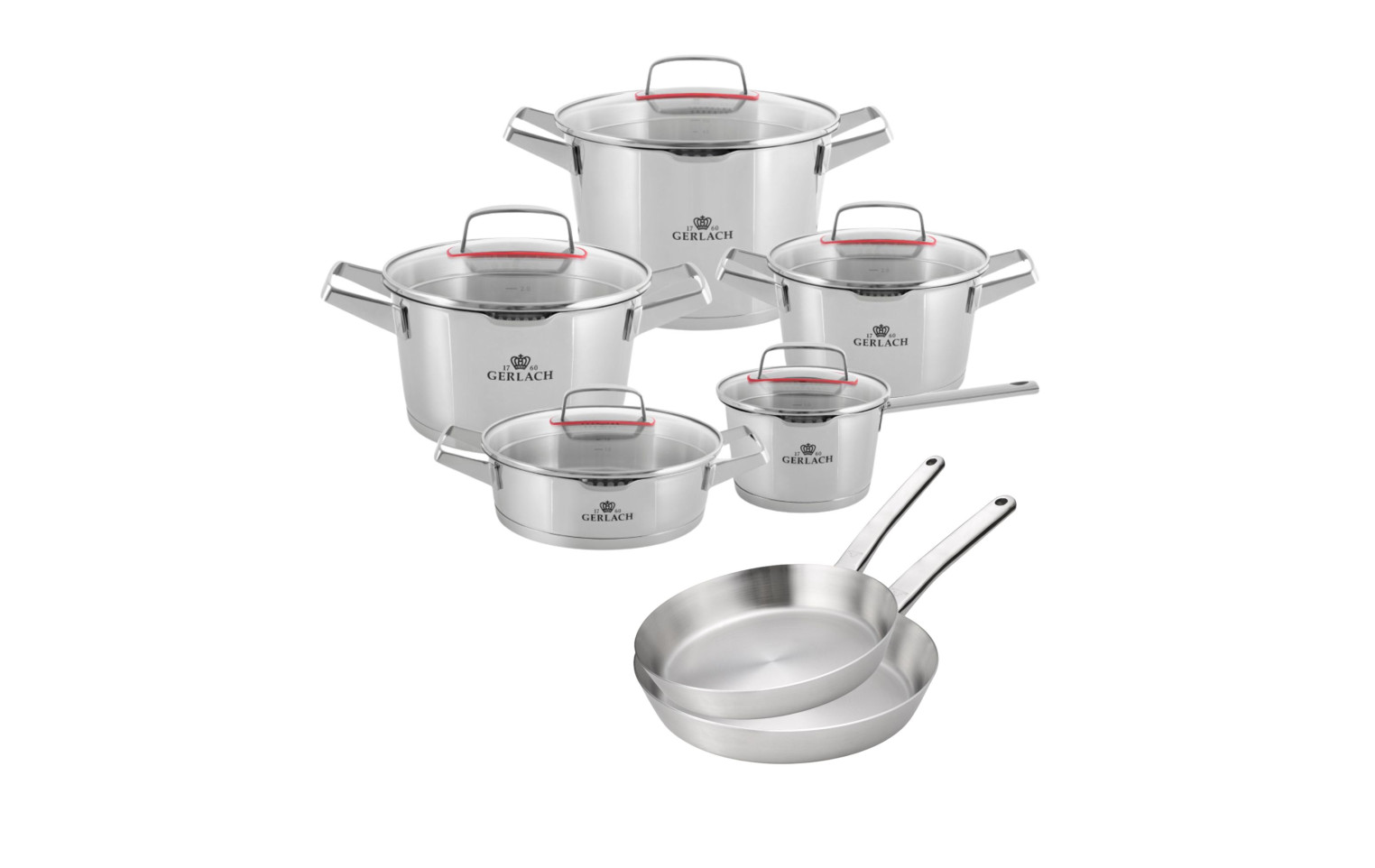 Zestaw garnków 10 el. SUPERIOR + 2x patelnia stalowa Prestige 24/28 cm