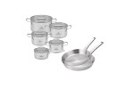 Zestaw garnków AMBIENTE 10 el. + Zestaw 2x patelnia stalowa Prestige 24/28 cm