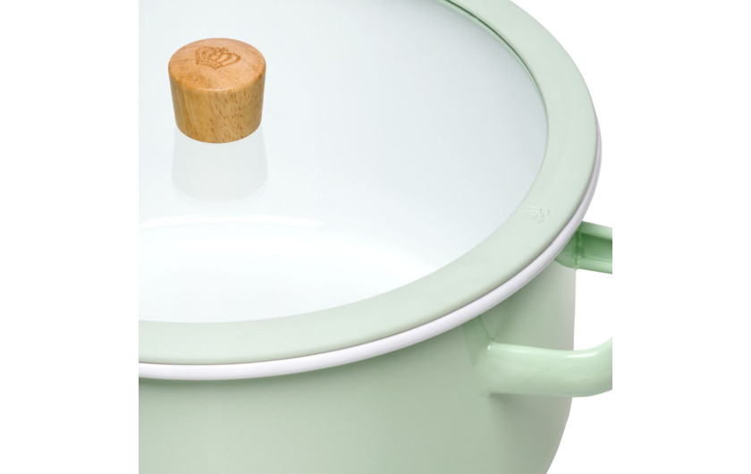 Zestaw garnków 6 el. Natur Enamel zielone + 2x patelnia Ambiente Thermocoat 24/28 cm