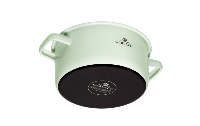 Zestaw garnków 6el. NATUR ENAMEL pastelowozielone + 2x patelnia AMBIENTE Thermocoat 24/28cm