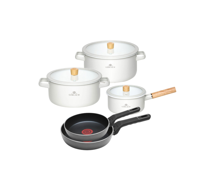 Zestaw garnków 6el. NATUR ENAMEL + 2x patelnia 24/28cm AMBIENTE Thermocoat
