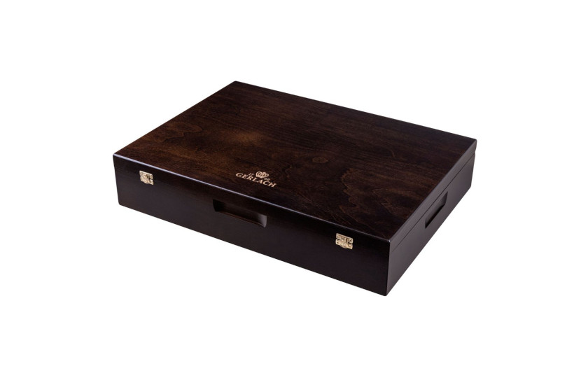 Zestaw sztućców w drewnianej skrzyni 68 szt. połysk RETRO