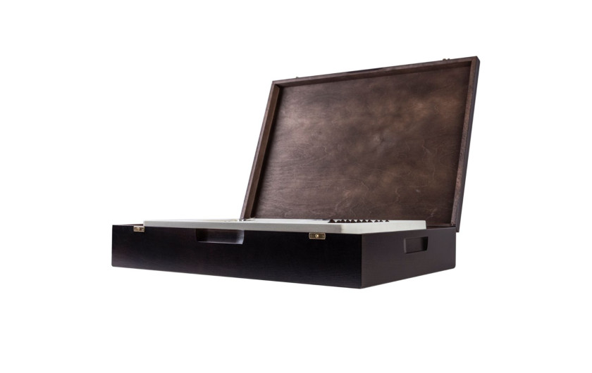 Zestaw sztućców w drewnianej skrzyni 68 szt. połysk RETRO