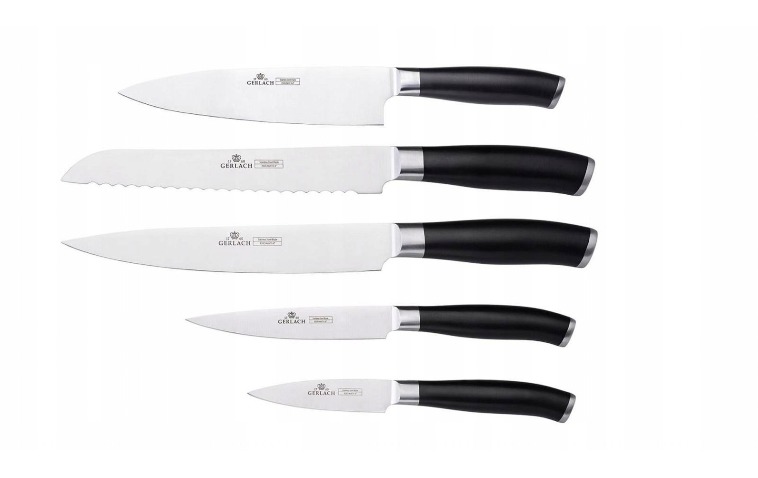 Zestaw noży w bloku DECO BLACK + ostrzałka 3 w 1 pakiet