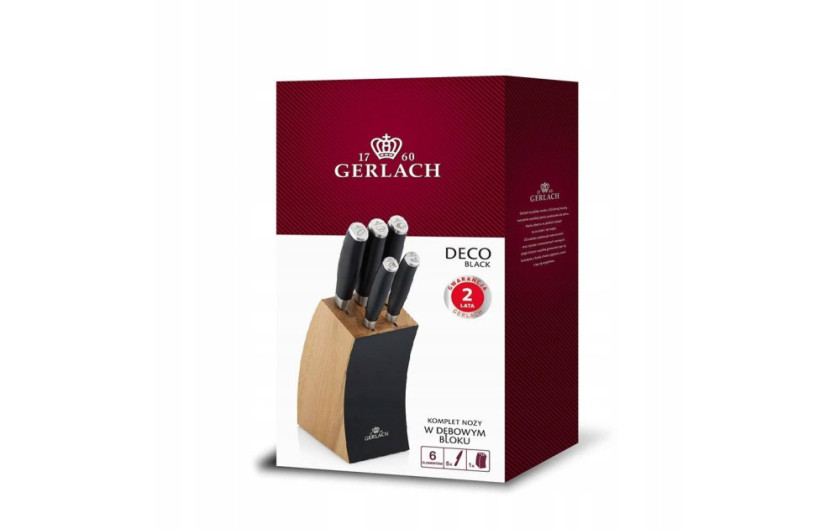 Zestaw noży w bloku DECO BLACK + ostrzałka 3 w 1 pakiet