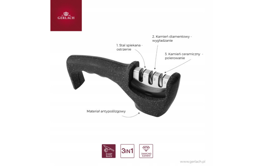 Zestaw noży w bloku DECO BLACK + ostrzałka 3 w 1 pakiet