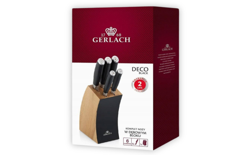 Zestaw noży w bloku DECO BLACK + ostrzałka 3 w 1 pakiet