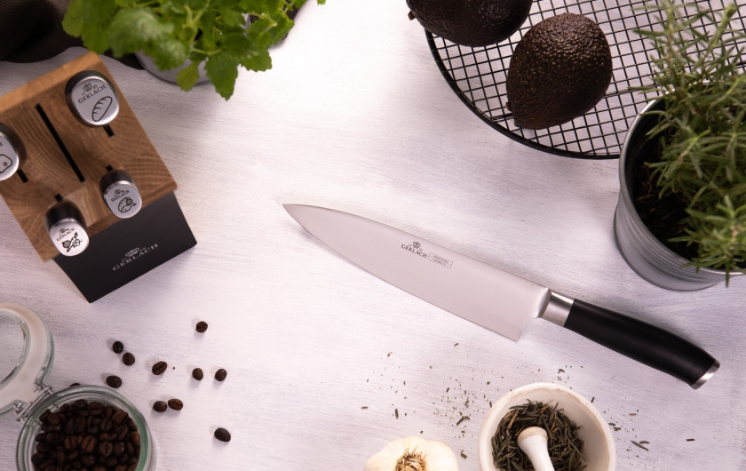 Zestaw noży w bloku DECO BLACK + ostrzałka 3 w 1 pakiet