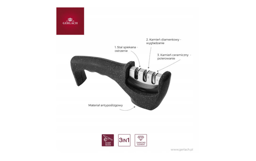 Zestaw noży w bloku DECO BLACK + ostrzałka 3 w 1 pakiet