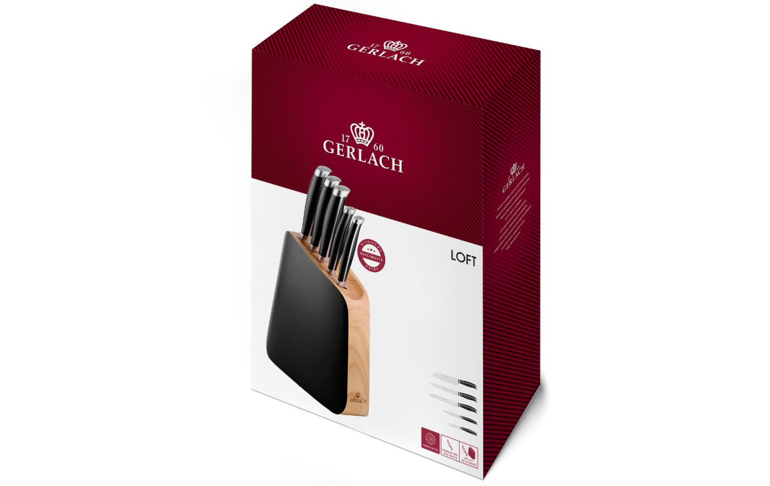 Zestaw sztućców dla 12 osób MUZA w walizce + zestaw noży w bloku LOFT