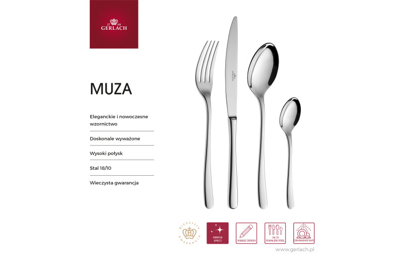 Zestaw sztućców dla 12 osób MUZA w walizce + zestaw noży w bloku LOFT