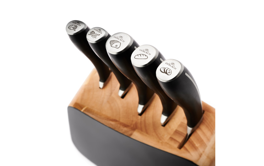 Zestaw sztućców dla 12 osób MUZA w walizce + blok noży LOFT + deska do krojenia NATUR