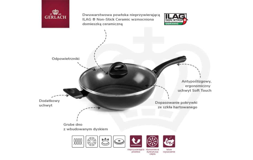 Zestaw garnków SUPERIOR 10 el. + Szybkowar AMBIENTE 6l. + Patelnia Wok HARMONY + pokrywa